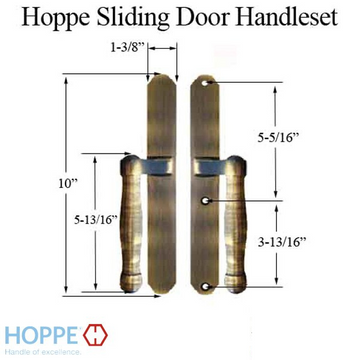HOPPE HLS 9000 SLIDING DOOR HANDLE-SET, M574/2170N, FIXED DUMMY - ANTIQUE BRASS